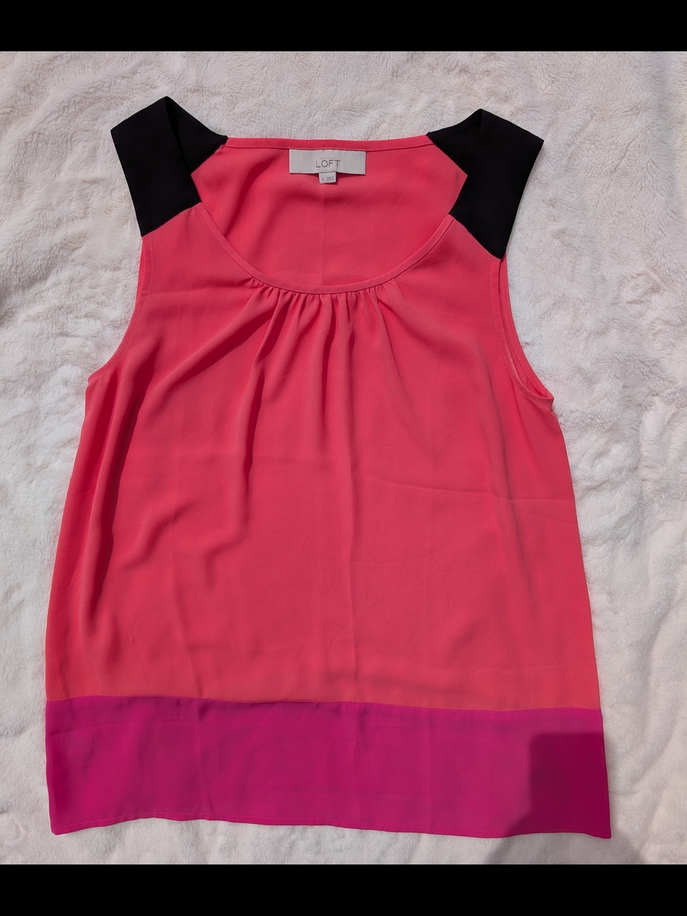 LOFT Pink Colorblock Sleeveless Blouse Size Medium Women's